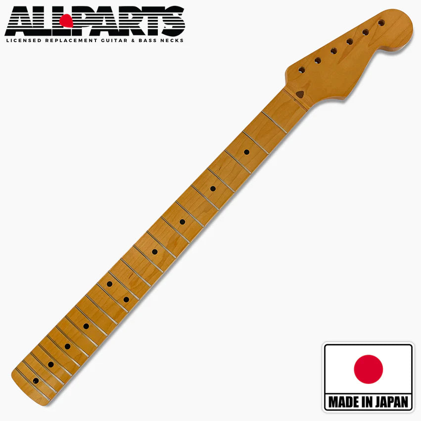 Replacement Maple Neck for Strat with Nitro Finish Topcoat, 21 frets