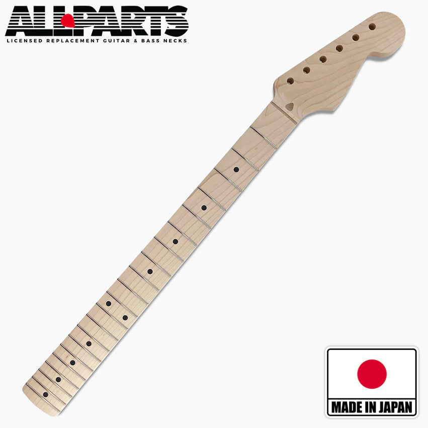Replacement Neck for Strat, Solid maple, No Finish, 10 inch Radius
