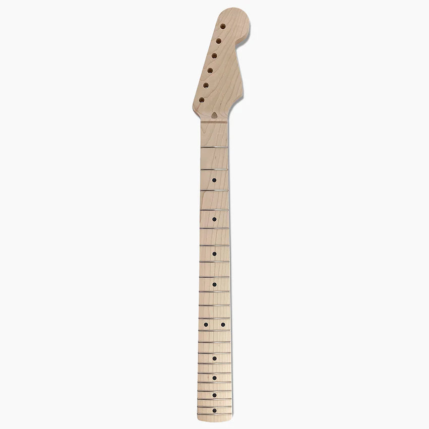 Replacement Neck for Strat, Solid maple, No Finish, 10 inch Radius, Full
