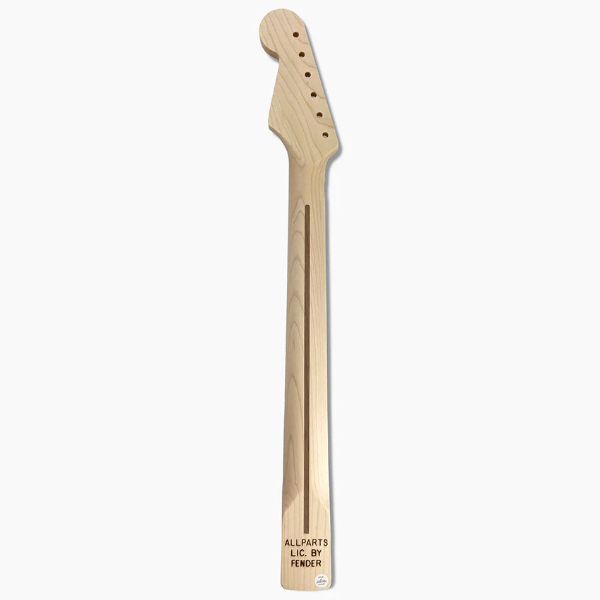Replacement Neck for Strat, Solid maple, No Finish, 10 inch Radius, Back
