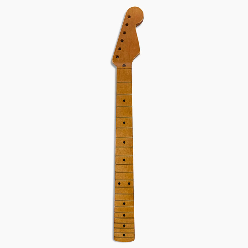 Replacement Satin Finish Neck for Strat, Solid maple, 21 tall frets, 10 inch radius, Aged-Look, Full