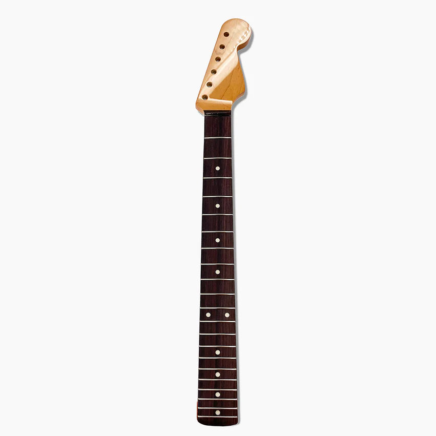 Replacement Rosewood Neck for Strat, with Nitro Finish Topcoat, 21 Tall Frets, Full