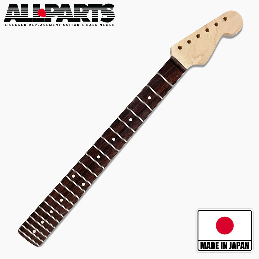 Replacement Rosewood Neck for Strat, No Finish, 22 Frets, Wide Nut