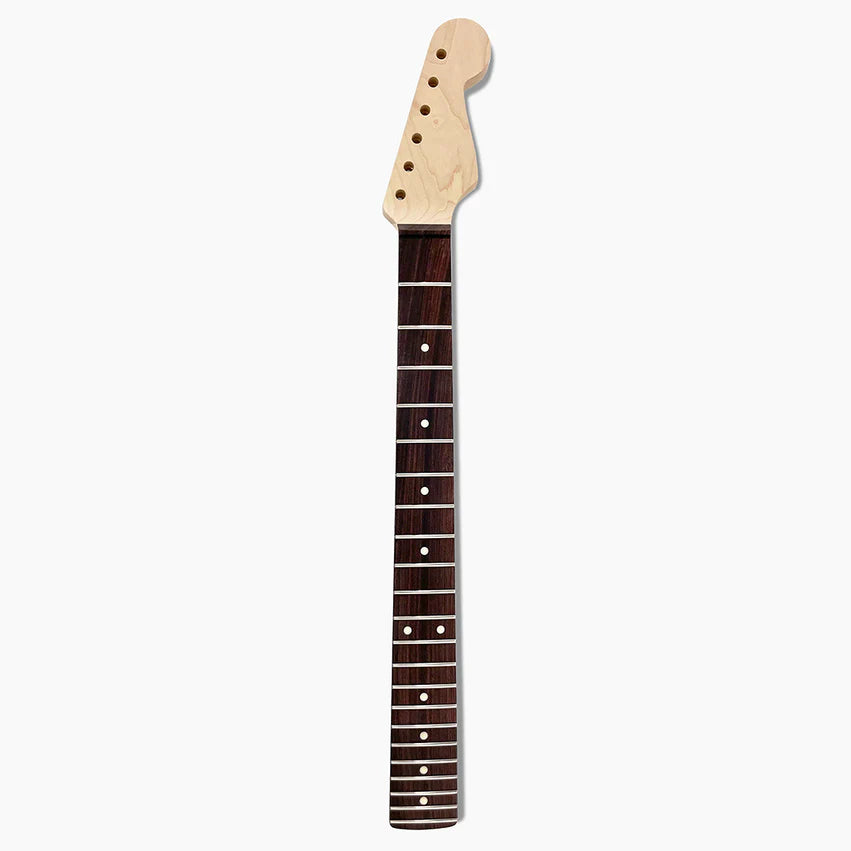 Replacement Rosewood Neck for Strat, No Finish, 22 Frets, Wide Nut, Full