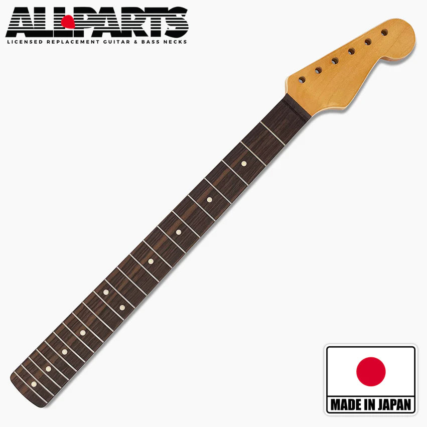 Replacement Satin Finish Neck for Strat, Maple with Rosewood Fingerboard, 21 tall frets