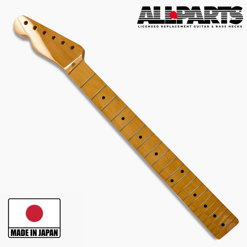 Replacement Left-handed Maple Neck For Tele, With Finish, 21 Tall Frets, 9-1/2 Inch Radius