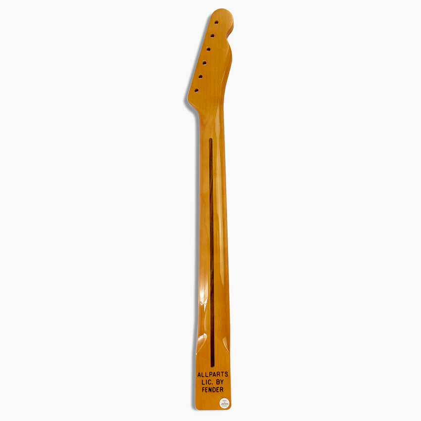 Replacement Left-handed Maple Neck For Tele, With Finish, 21 Tall Frets, 9-1/2 Inch Radius, Back