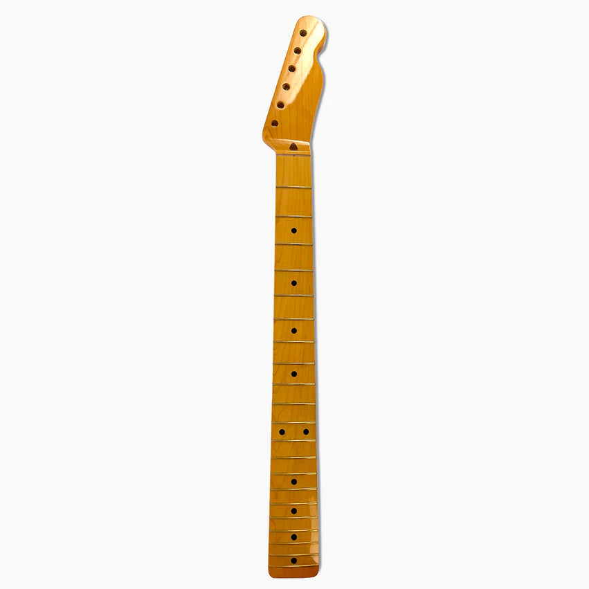 Replacement Nitro Maple Vee Profile Neck for Tele, with Nitrocellulose Topcoat Finish, Full