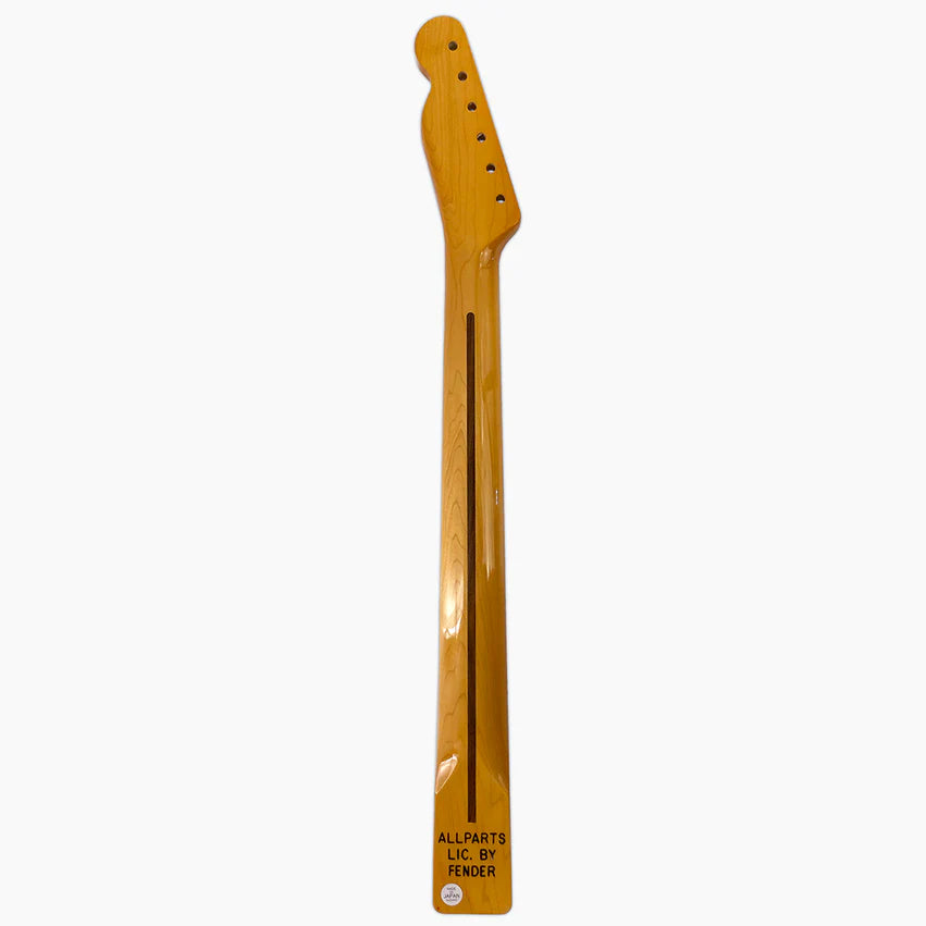 Replacement Nitro Maple Vee Profile Neck for Tele, with Nitrocellulose Topcoat Finish, Back