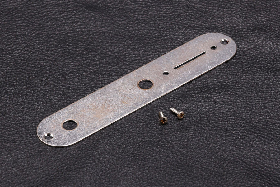 Control Plate for Telecaster, Aged Chrome, with screws