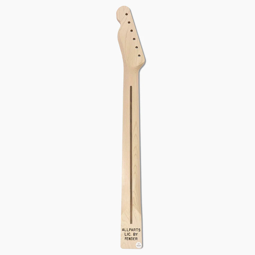 Replacement Neck for Telecaster, Solid Maple, 22 Frets, No finish, Back
