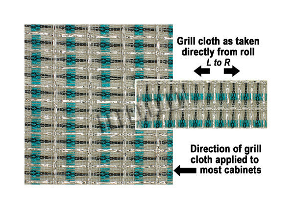 Amp grill cloth Fender style turquoise white silver 36 inch wide