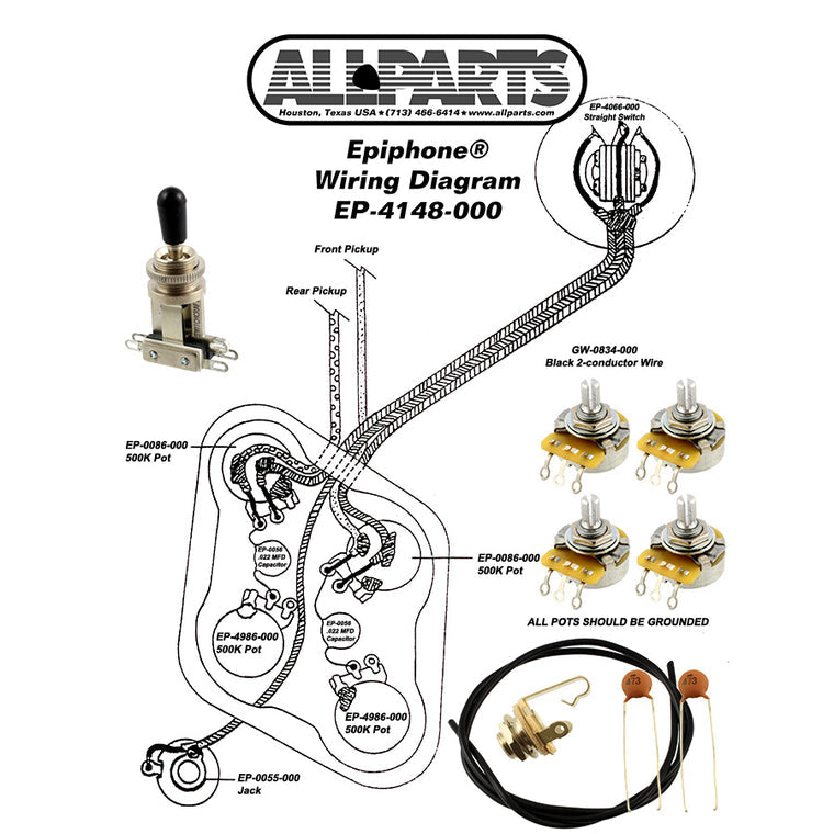 Wiring kit for Epiphone LP Allparts UK the UK's premier supplier of  guitar, bass  amp parts