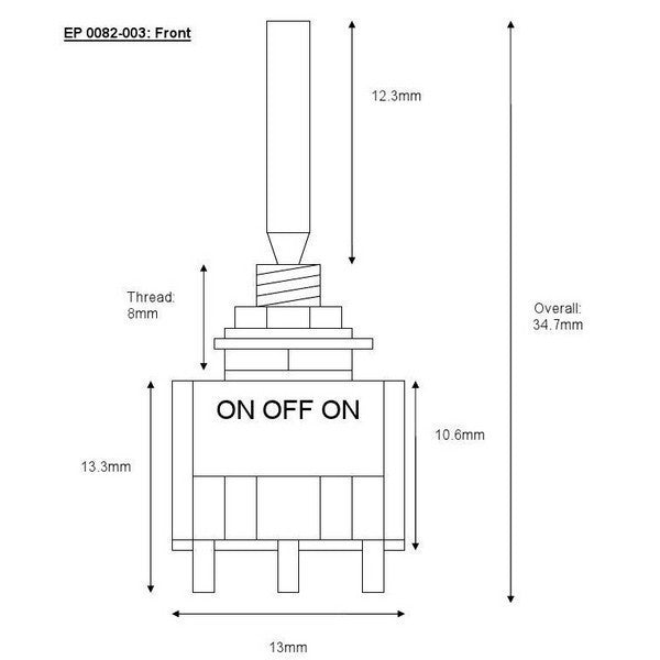 Mini Switch DPDT, On-Off-On | Chrome | Allparts UK
