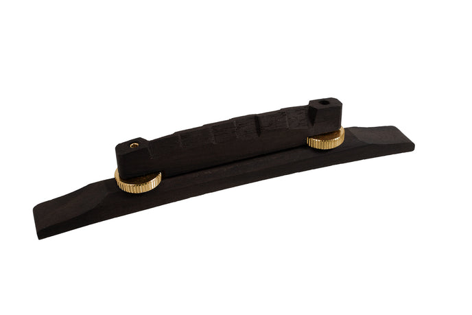 Compensated Bridge and Base for Archtop Guitar, Ebony, Gold