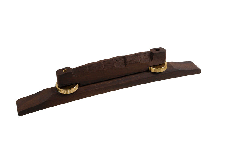 Compensated Bridge and Base for Archtop Guitar, Rosewood, Gold