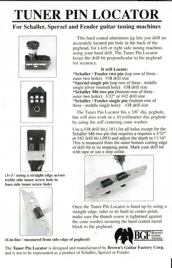 Tuner Pin Drill Jig Allparts UK the UK's premier supplier of guitar